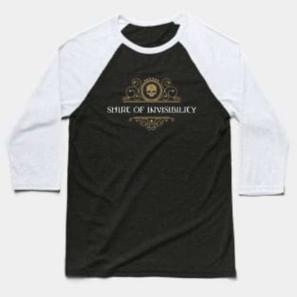 D&D Shirt of Invisibility 3/4 Length Sleeve Baseball T-Shirt Sz Medium